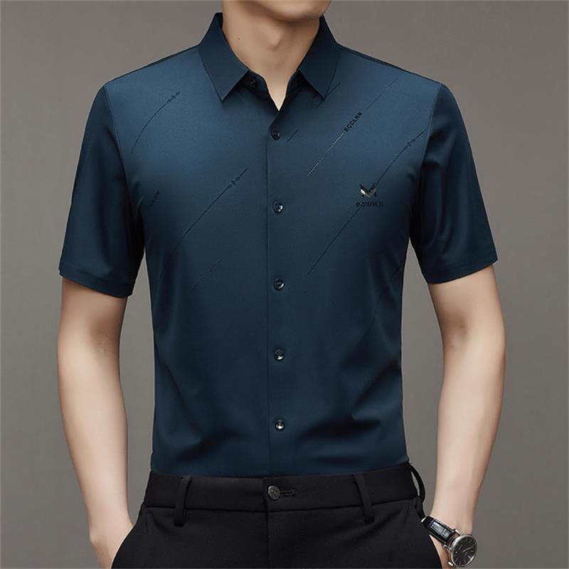 Camisa antiarrugas de seda helada para hombre